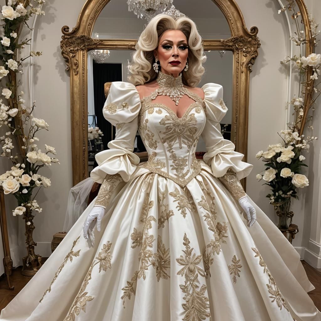Extravagant Drag Queen in Satin Wonderland