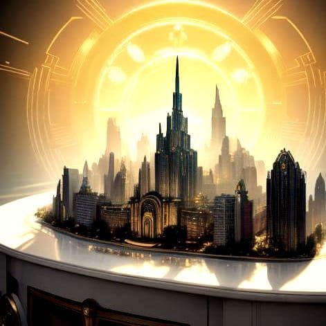 Art Deco Metropolis on Lacquered Sideboard