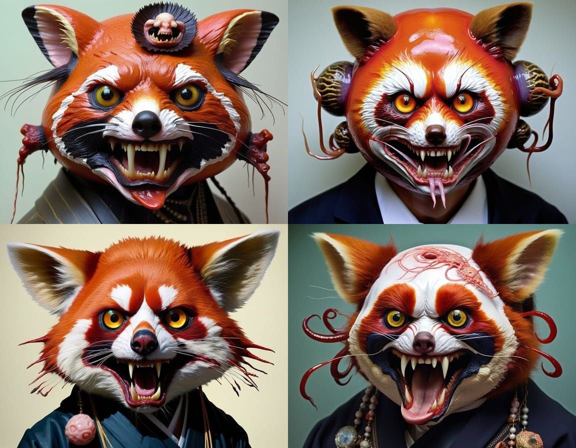 Horror Geisha with Mutant Features in Soutine & Vrubel Style