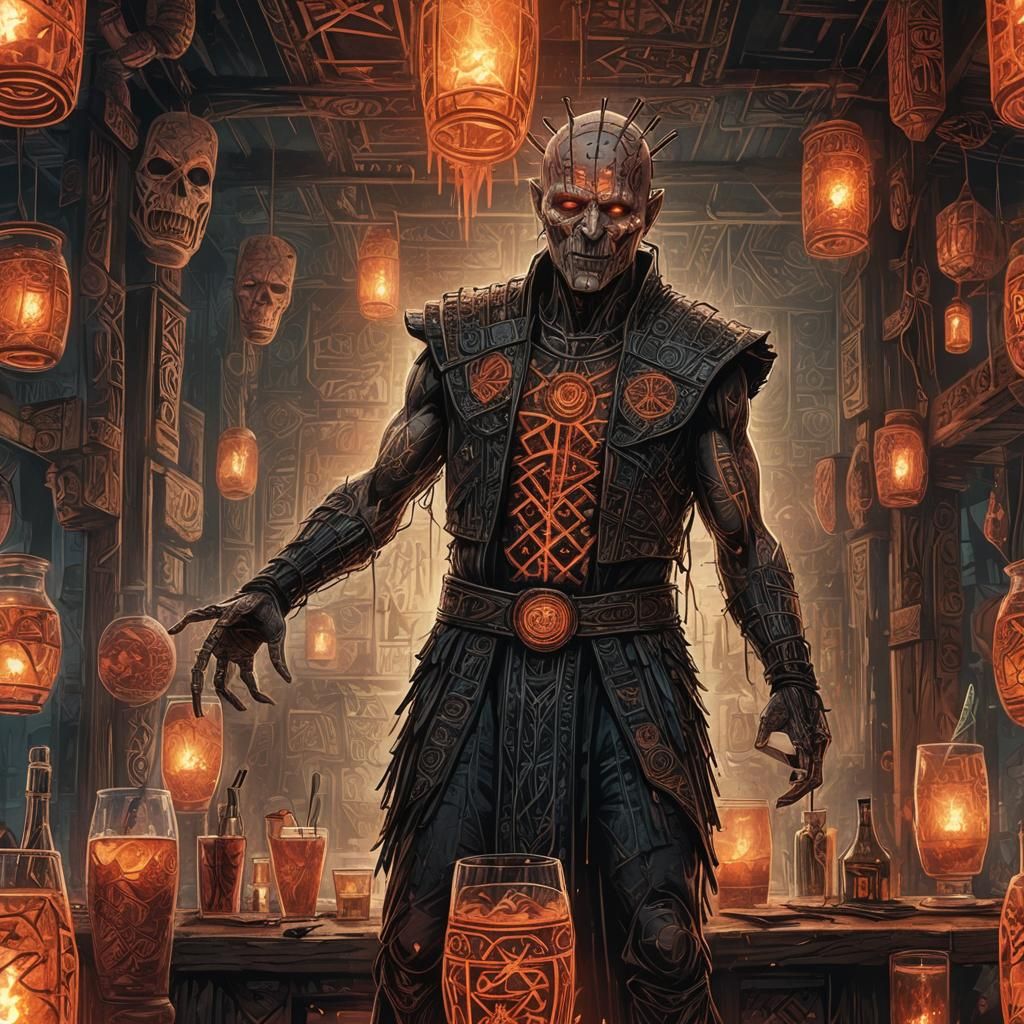 Cenobites Enjoying Cocktails: Cinematic Digital Art