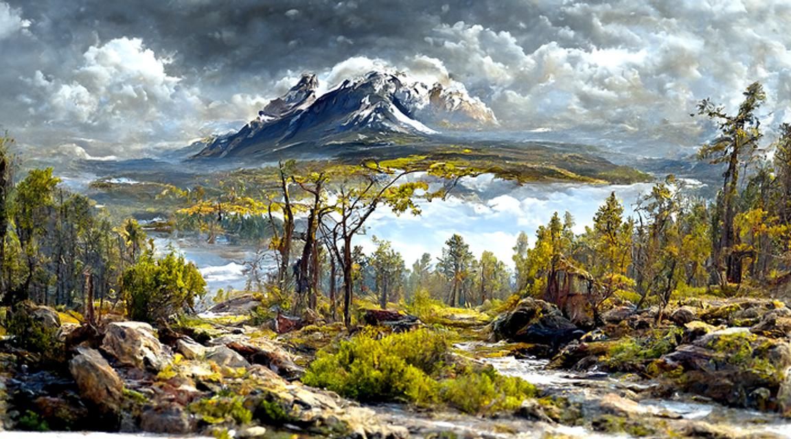 Detailed Landscape Vista in Oil Painting Style