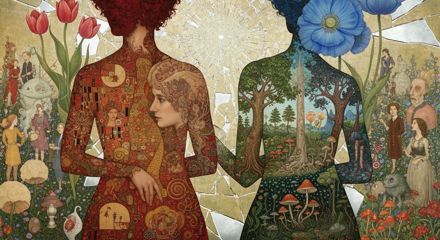 Surreal Garden Party in Style of Klimt