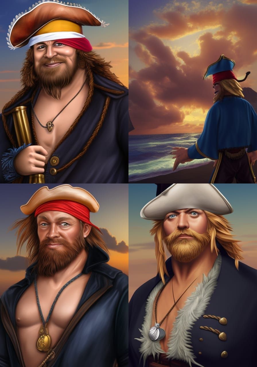 Pirate Captain on Tropical Beach, 3D Rendered Art