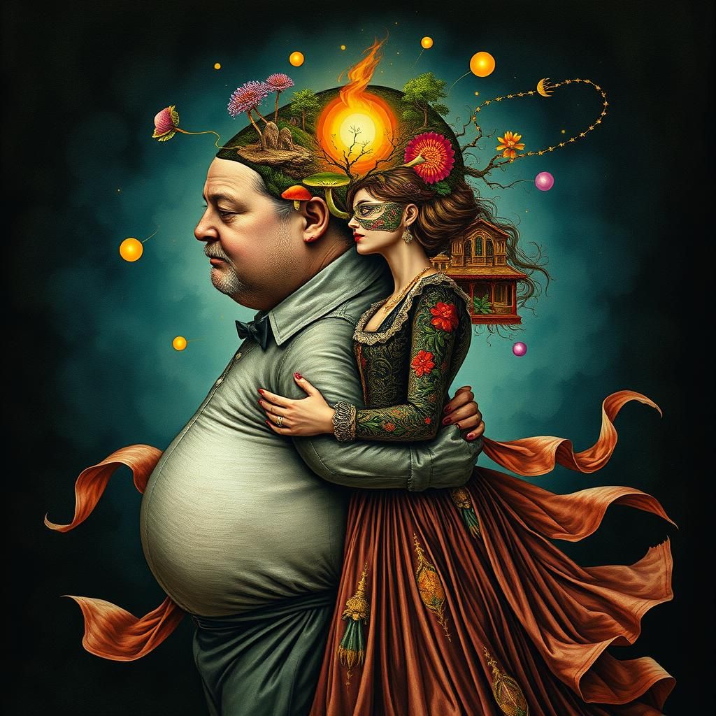 Surreal Embrace: Dreamlike Mindscape in Baroque Style