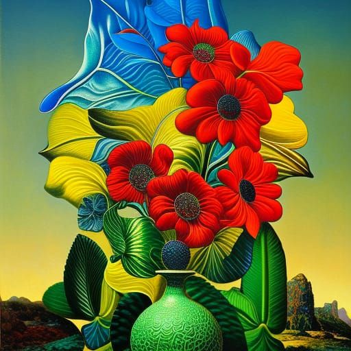 Surreal Abstract Glass Art in Deep Triadic Colors