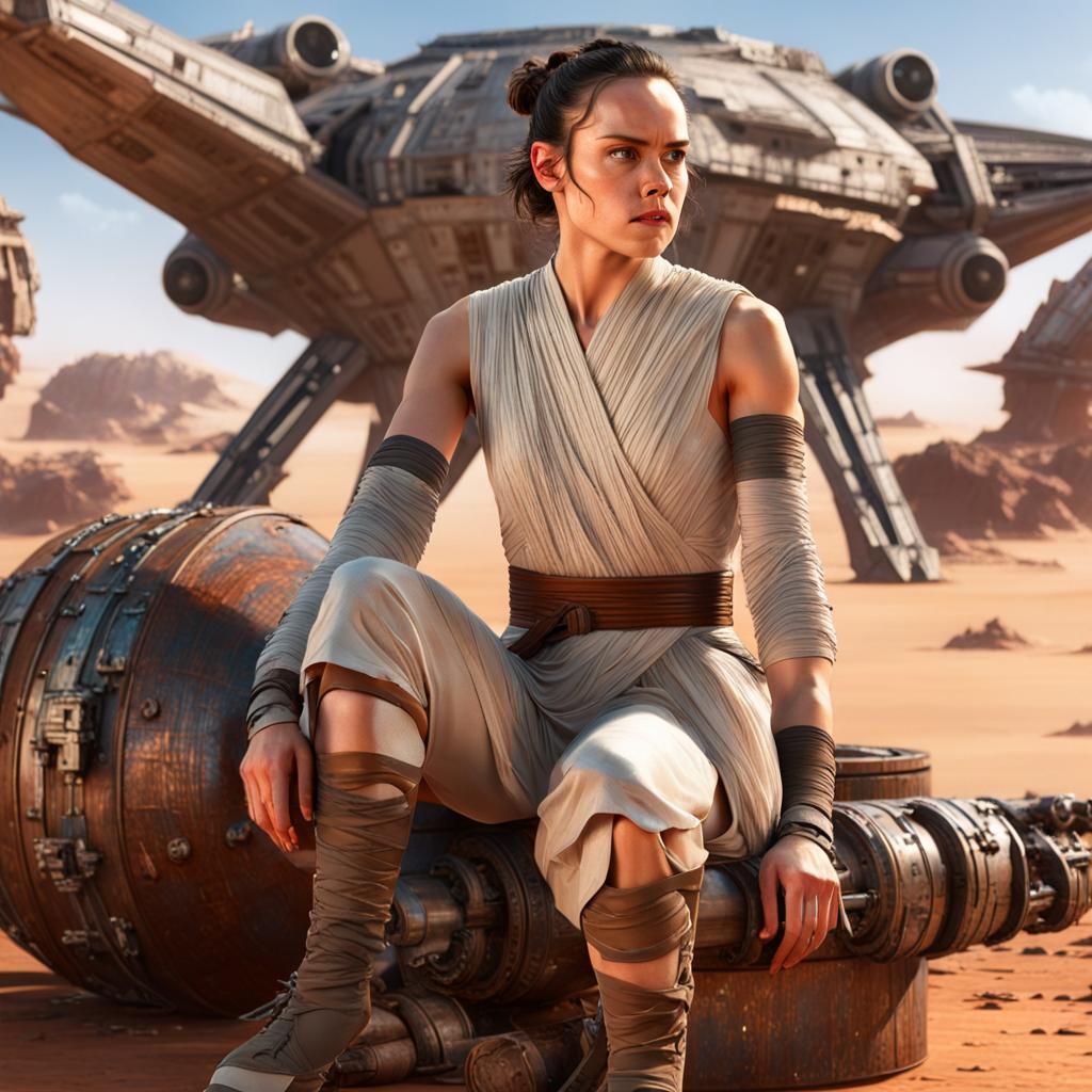 Hyperrealistic Desert Warrior with Moons in the Sky