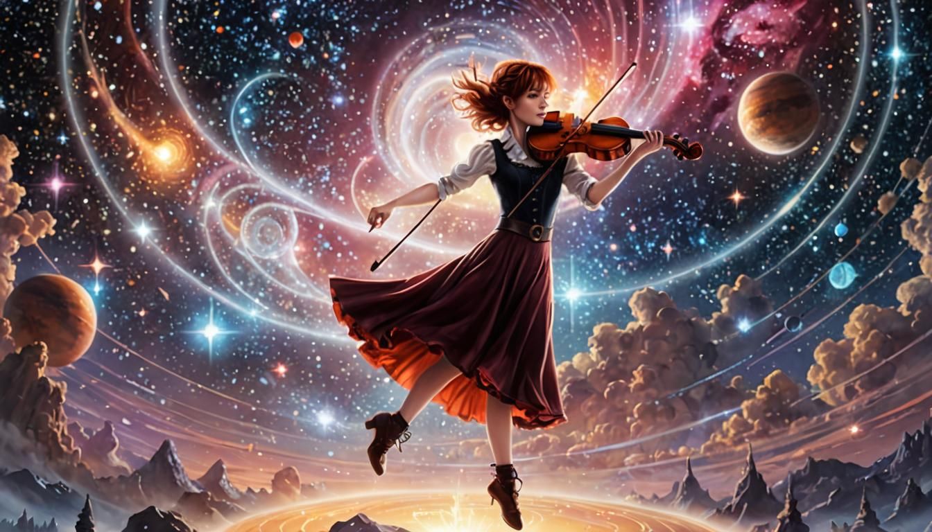Cosmic Violinist Dancing Among the Stars