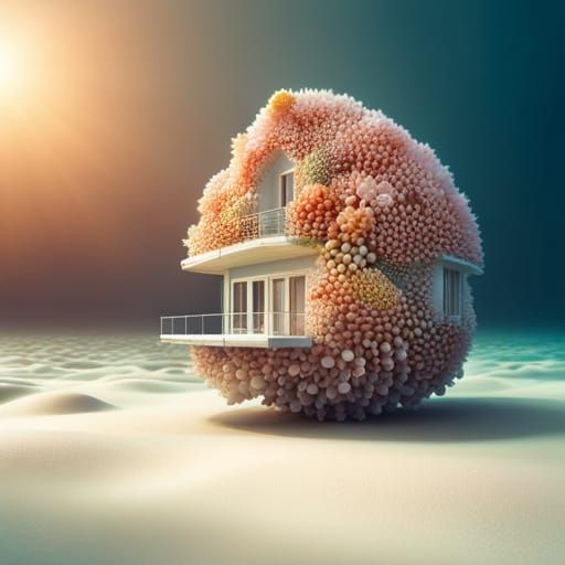 Underwater Seashell Houses and Coral Reefs Architecture