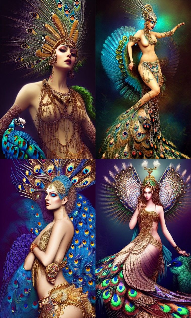 Goddess of Peacocks in Exquisite Costume
