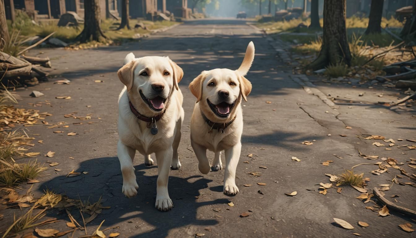 Happy Labrador in 3D Game Cinematic Style