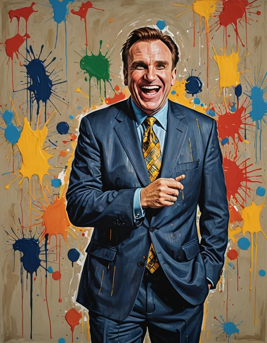 Colin Quinn Laughing, Thick Oil Painting Portrait