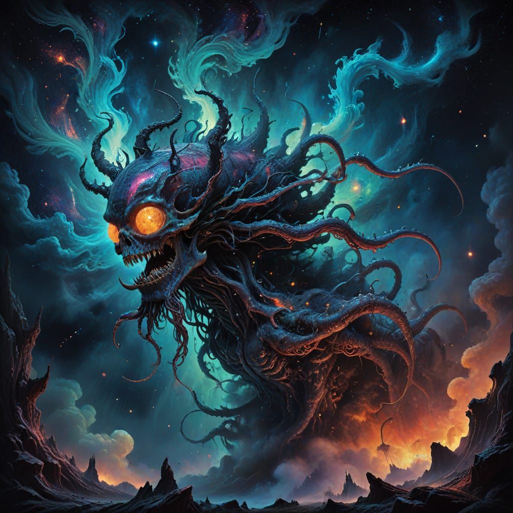 Ethereal Devil Worms Unleashed from Cosmic Abyss