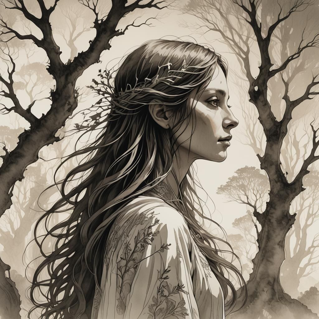 Fantasy World Profile Portrait in Digital Art Style