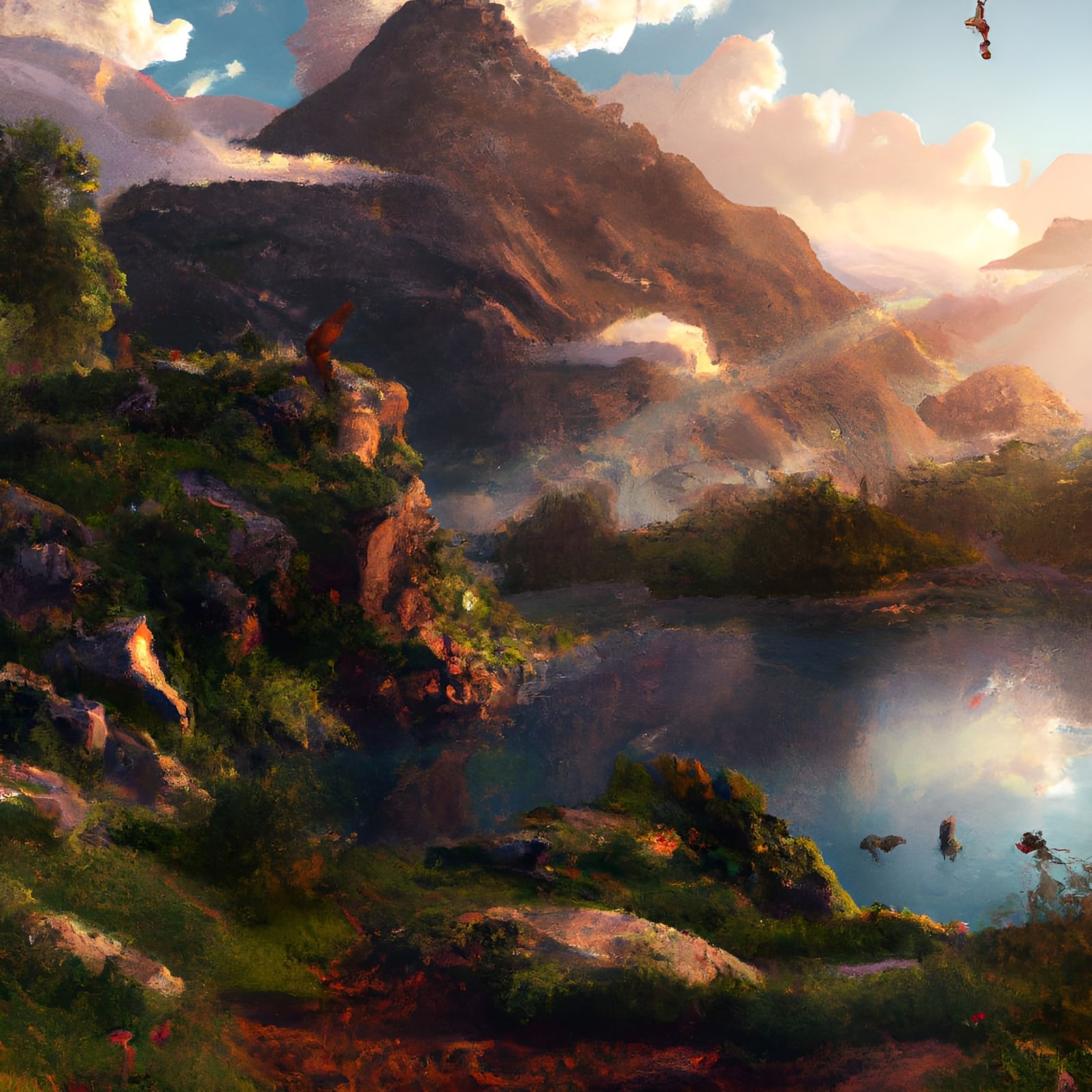 Dreamy Mountain Lake in Golden Hour