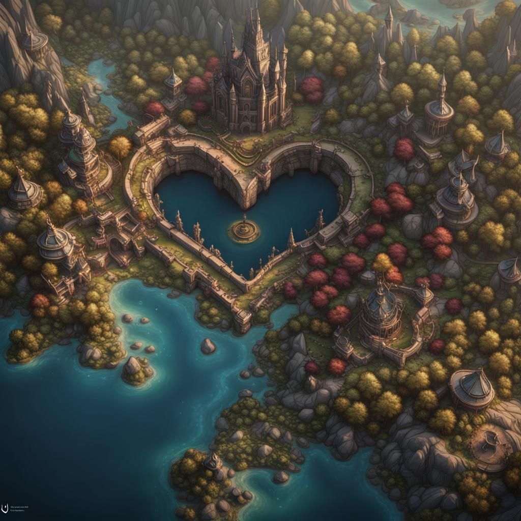 Fantastical Map of the Heart in Detailed Matte Painting