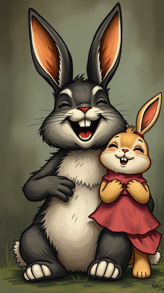 Laughing Donnie Darko Bunny in Ghibli Style