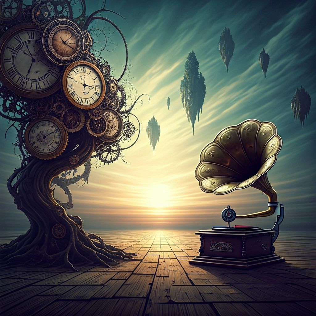 Clockwork Trees and Floating Islands Surreal Dreamscape