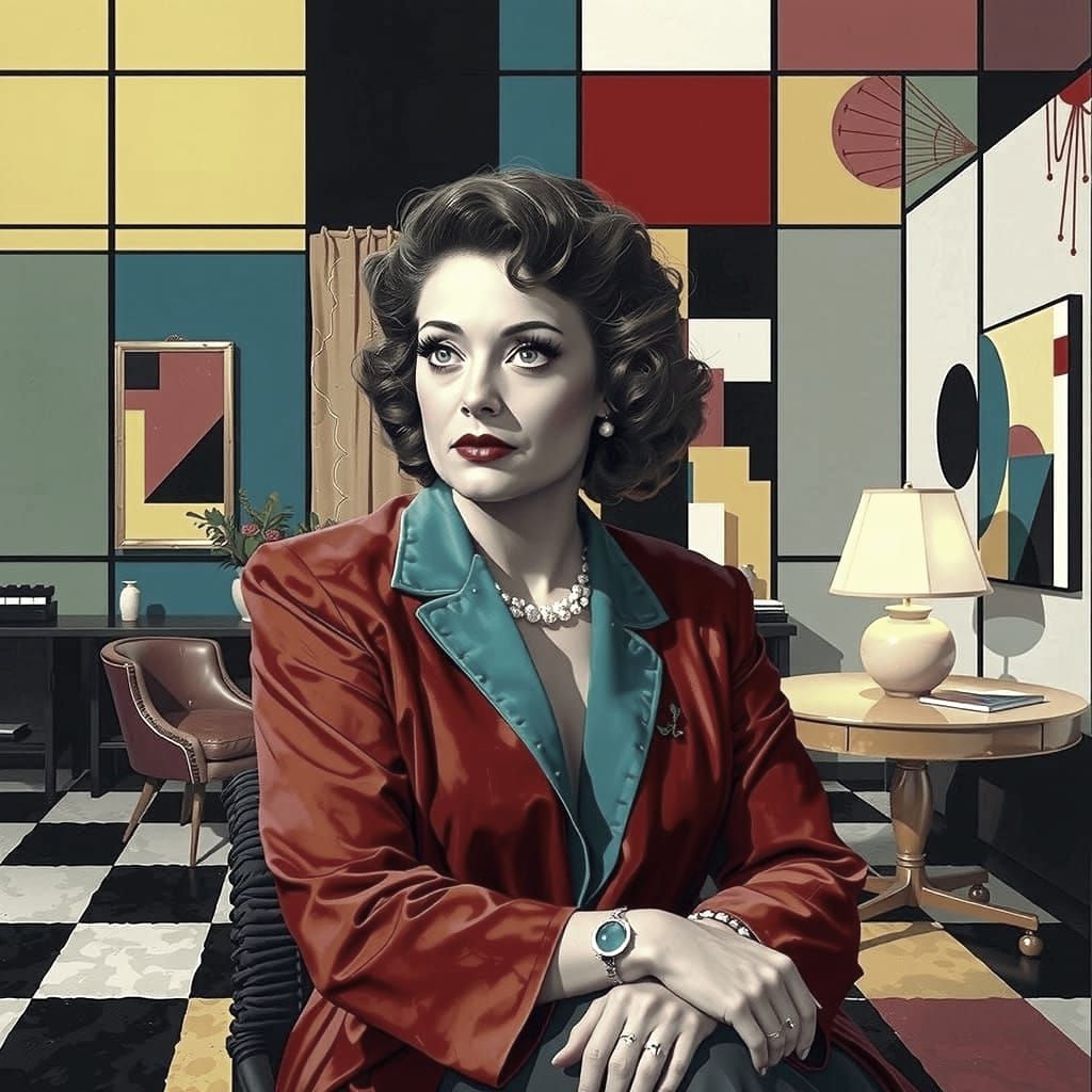 Impressionist Portrait of a Starlet in a Vibrant Studio