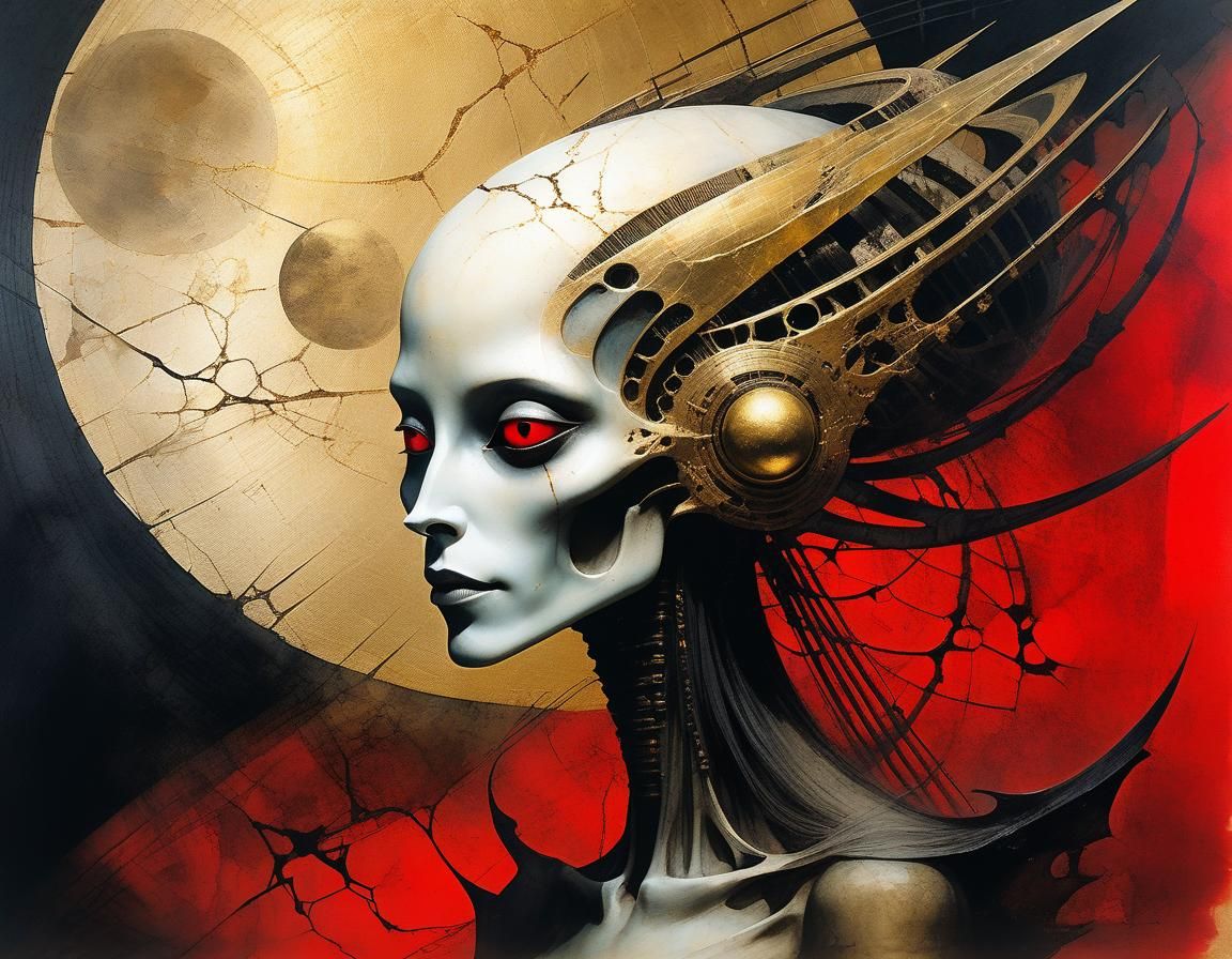 Alien Biopunk Girl Portrait at Space Station