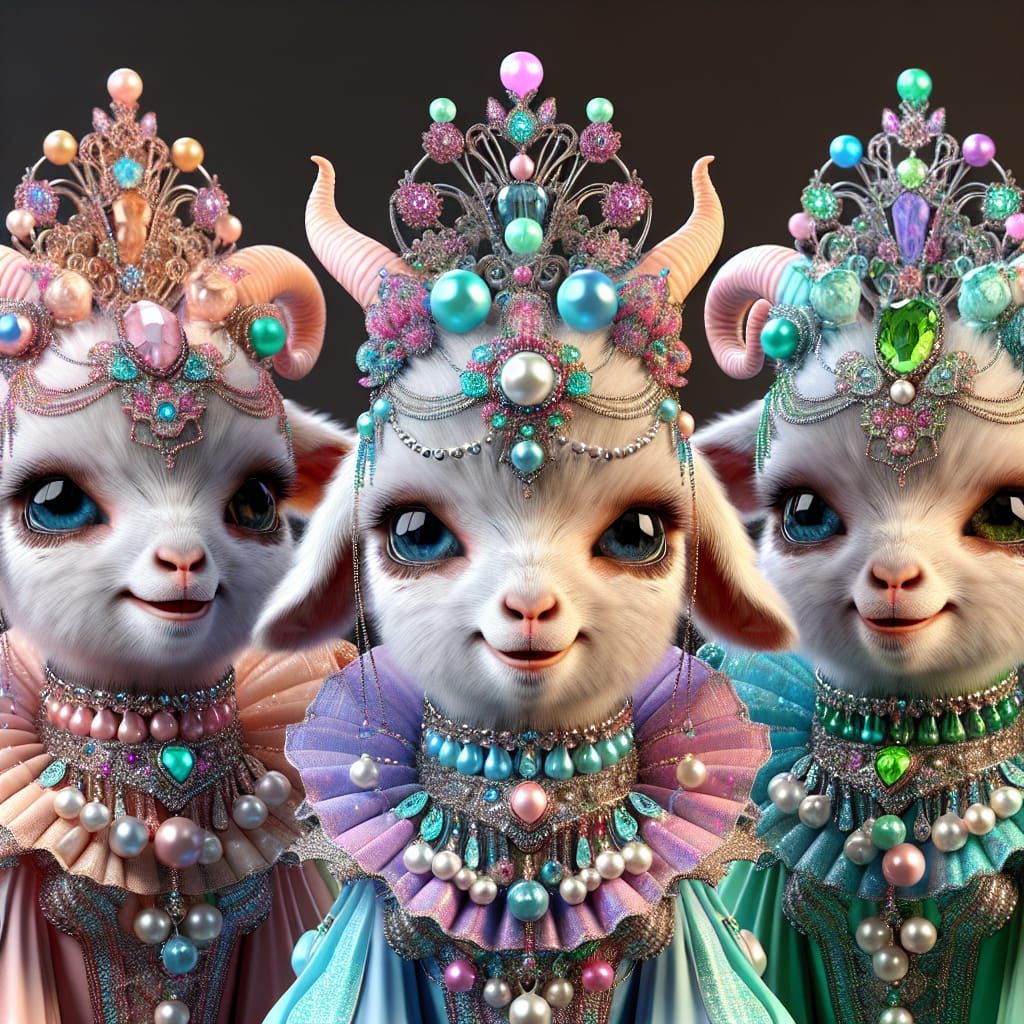 Cyberpunk Baby Goats in Whimsical Costumes