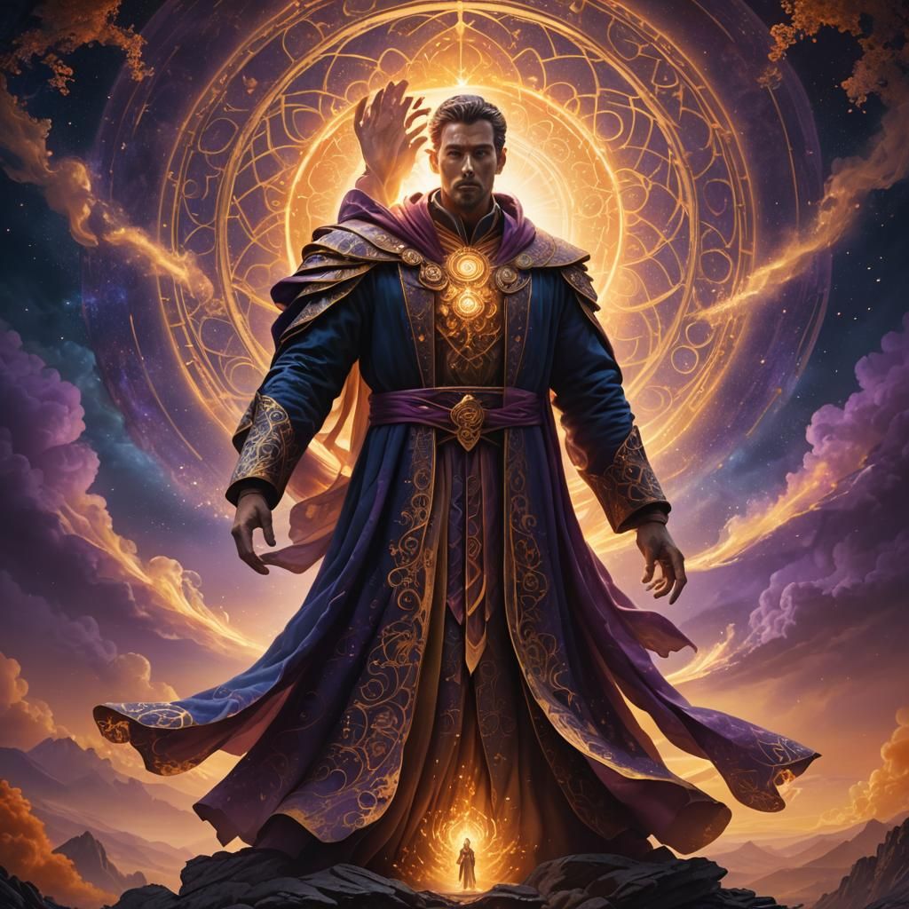 Radiant Figure in Mystical Realm: Digital Matte Painting