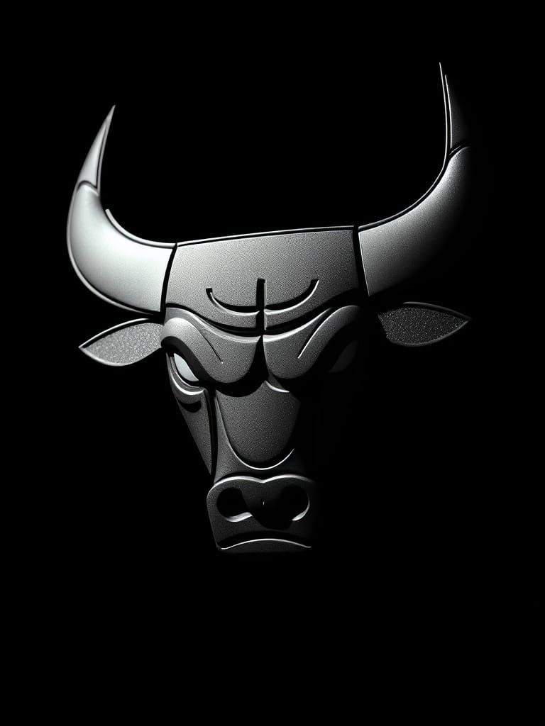 Chicago Bulls Logo in Hyperrealistic Chiaroscuro Style