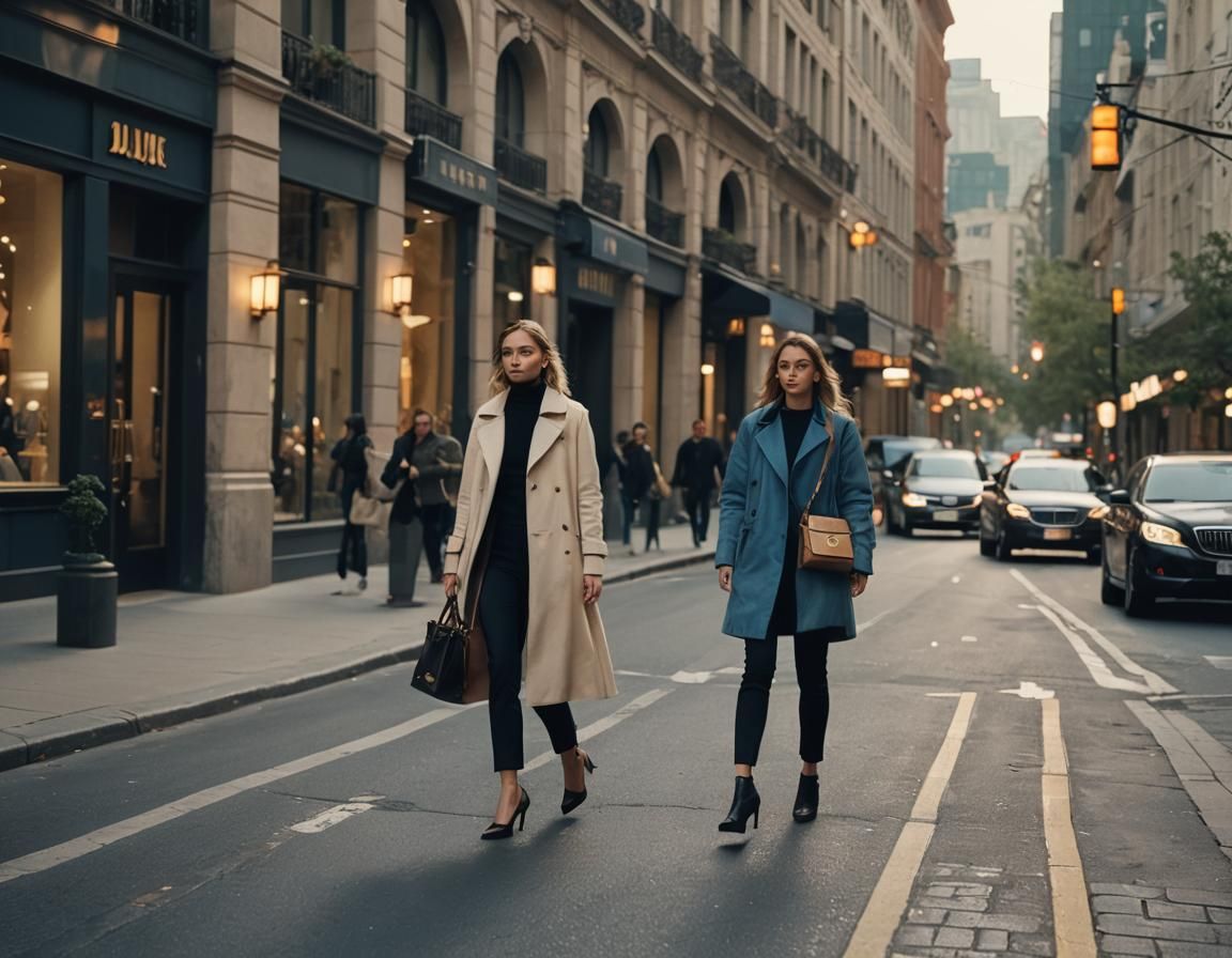 Woman with Nightlume Bag in Cinematic Cityscape