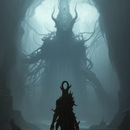 Ancient Lovecraftian God in Dark Fantasy Style