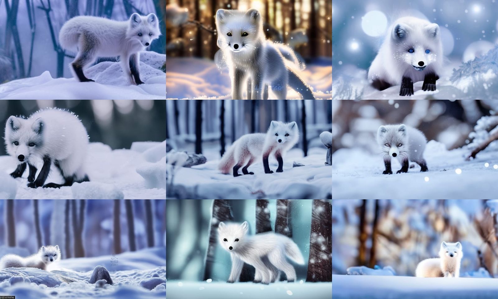 Cute Baby Arctic Fox in Snowy Forest