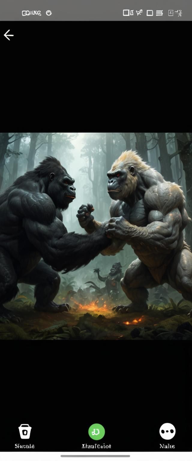 Dragon Gorilla Hybrid Clash in Mystical Forest