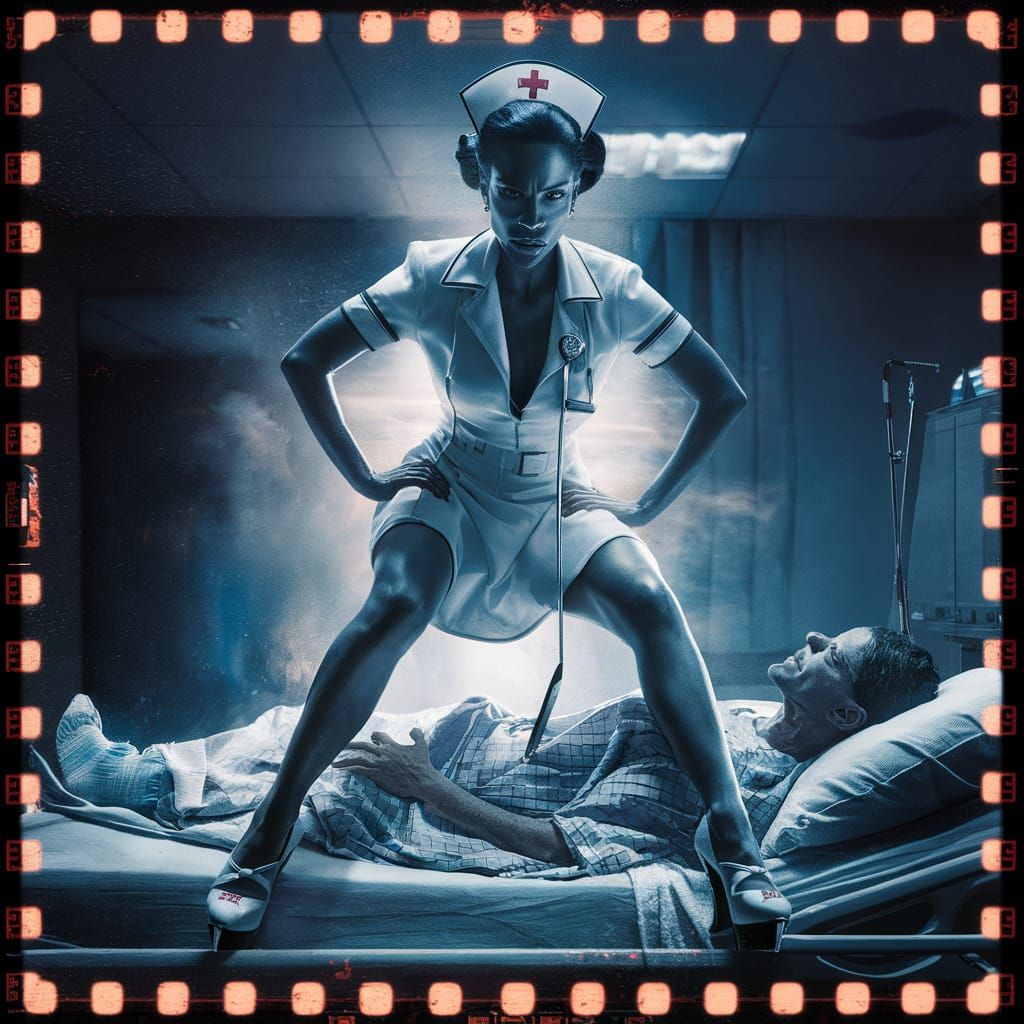 Dramatic Film Still of Nurse in Hospital