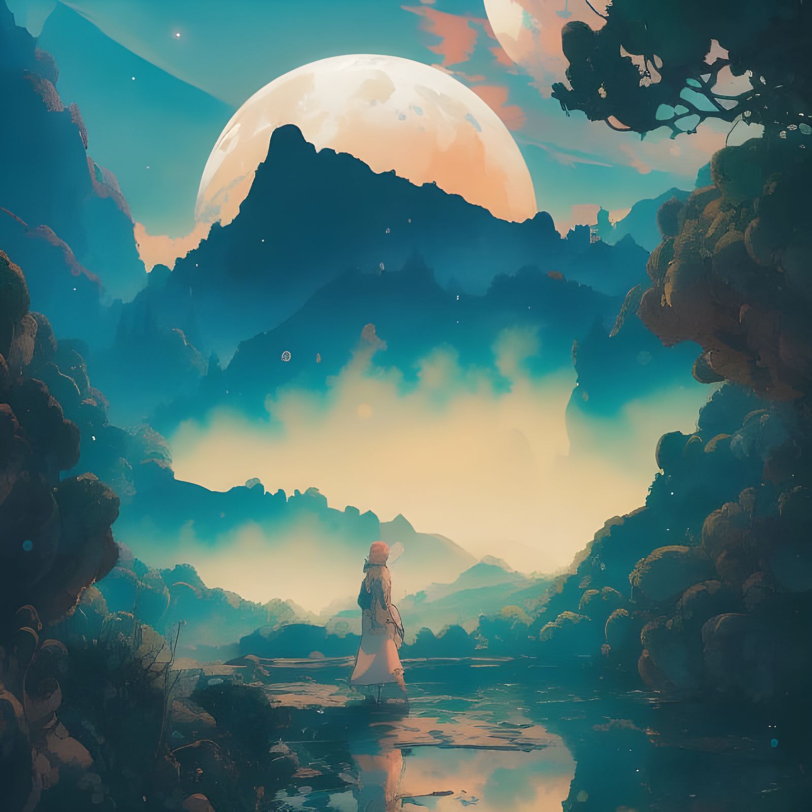 Stained Glass Cute Ghost in Borderlands Style