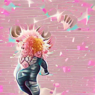 Pink-Skinned Anime Girl in Manga Style