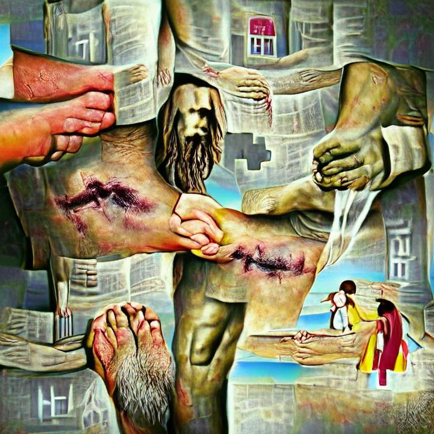 Jesus Healing Miracle in Classic Style