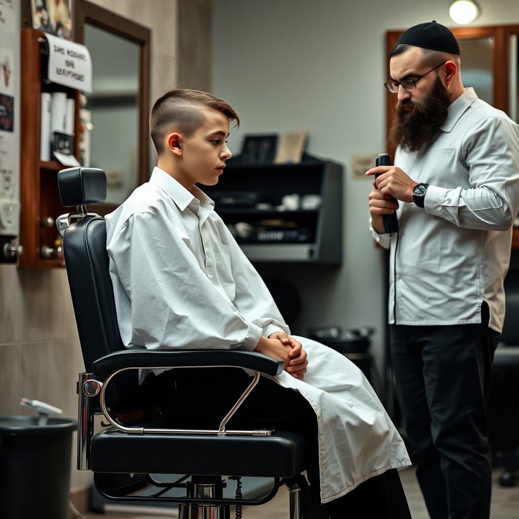 Young Haredi Boy Caught in the Act of a Botched Haircut