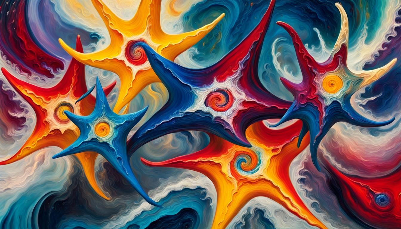 Swirling Celestial Stars in Impasto Oil Paint Style