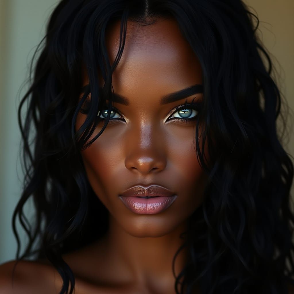 Stunning Black Warrior Goddess Portrait in Vogue Style