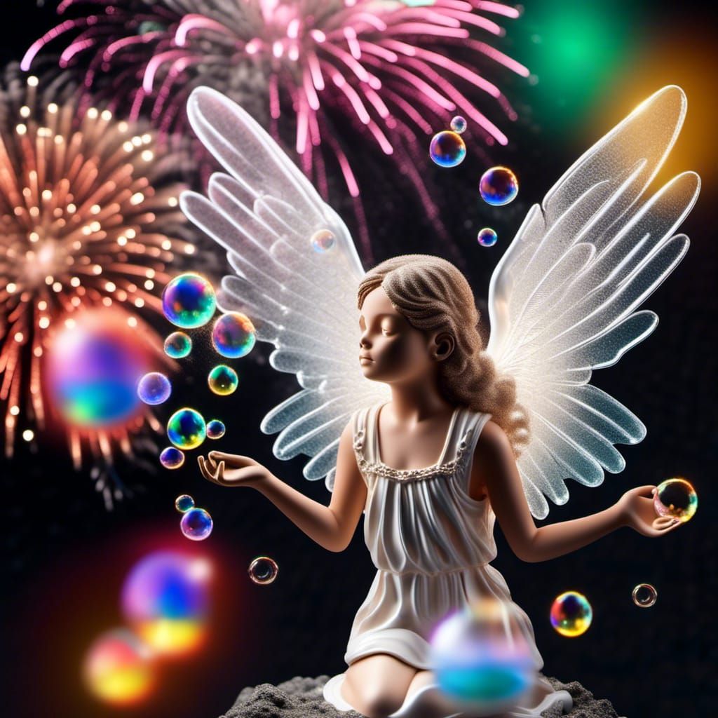 Angelic New Year: Crystal Wings and Fireworks