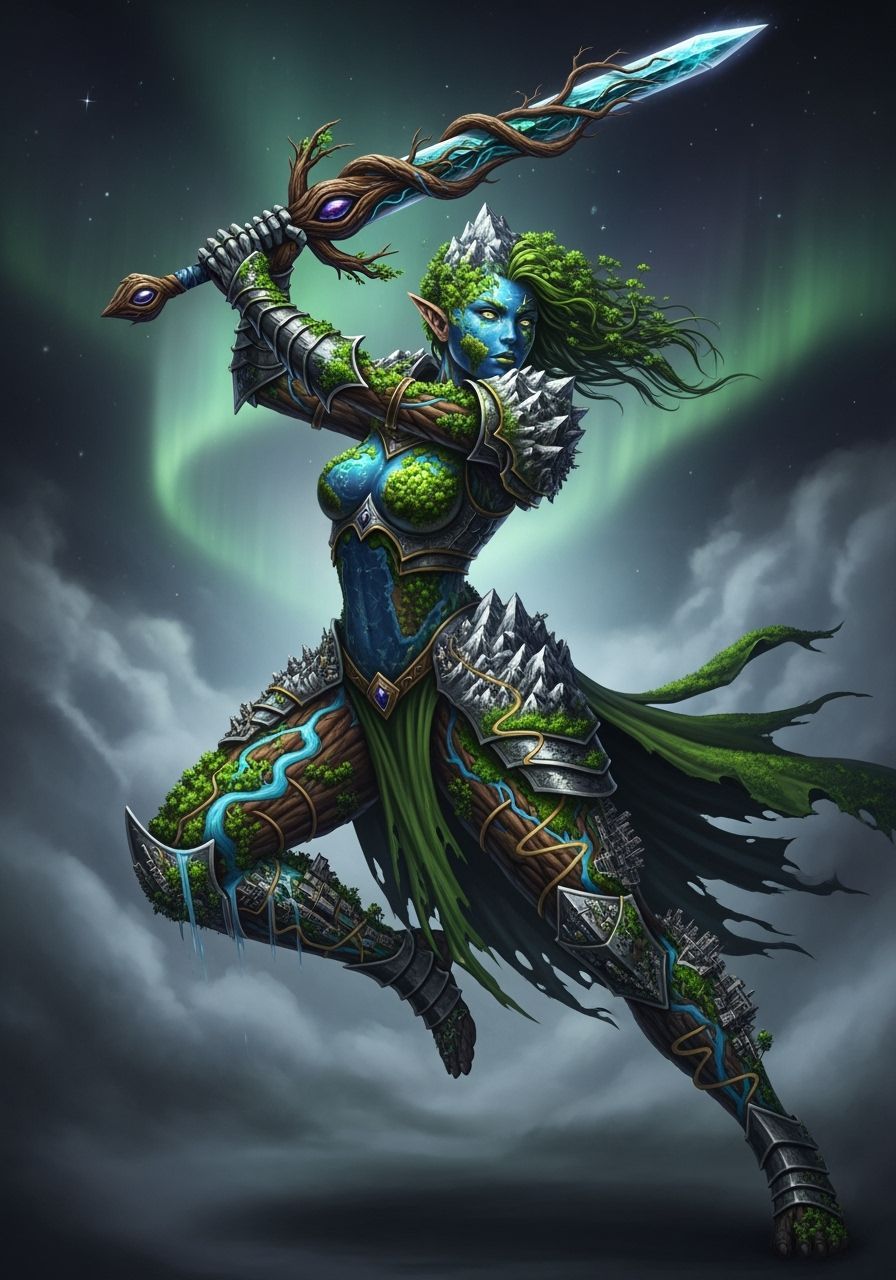 Elven Knight Embodies Earth's Landscape