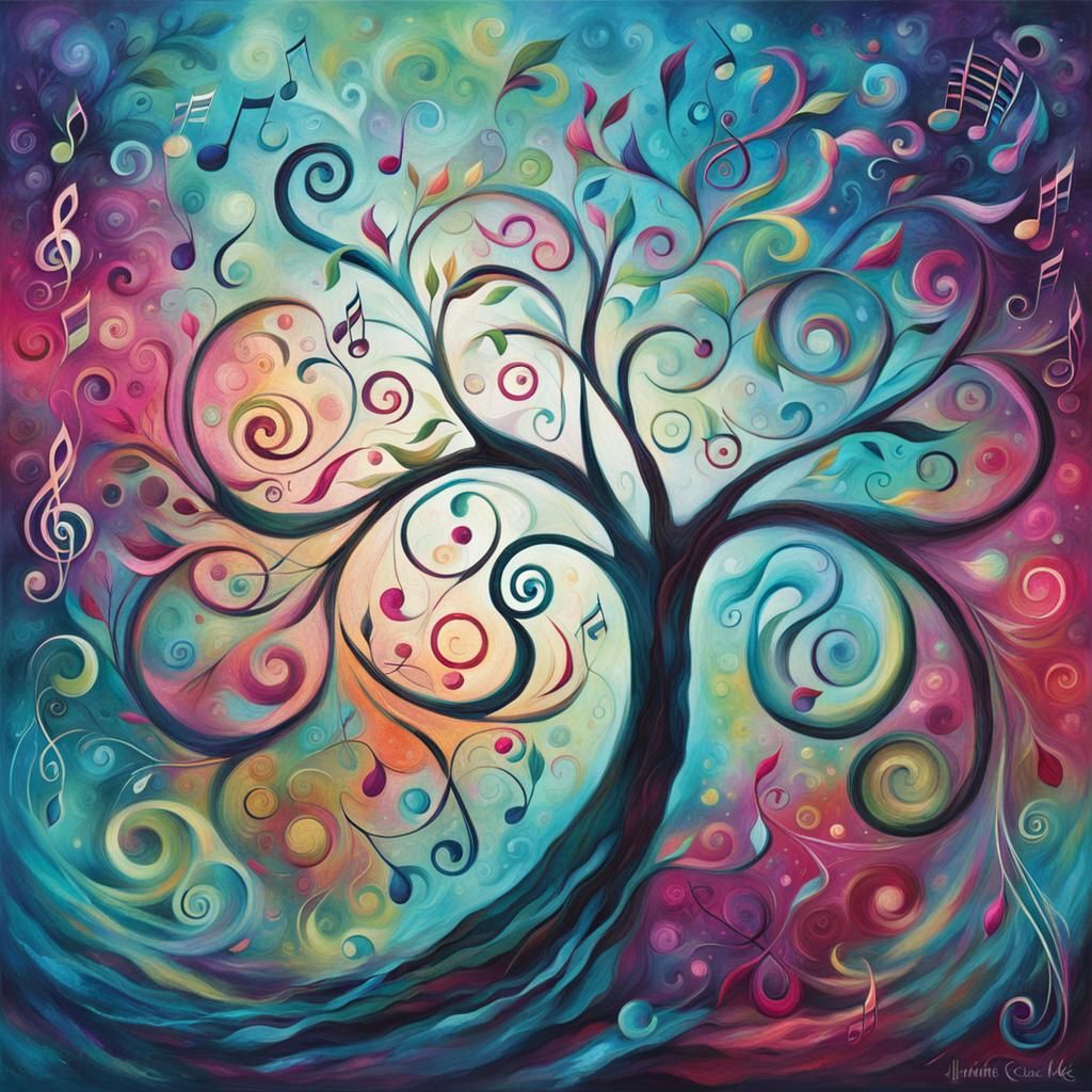 Musical Tree of Life in Abstract Style