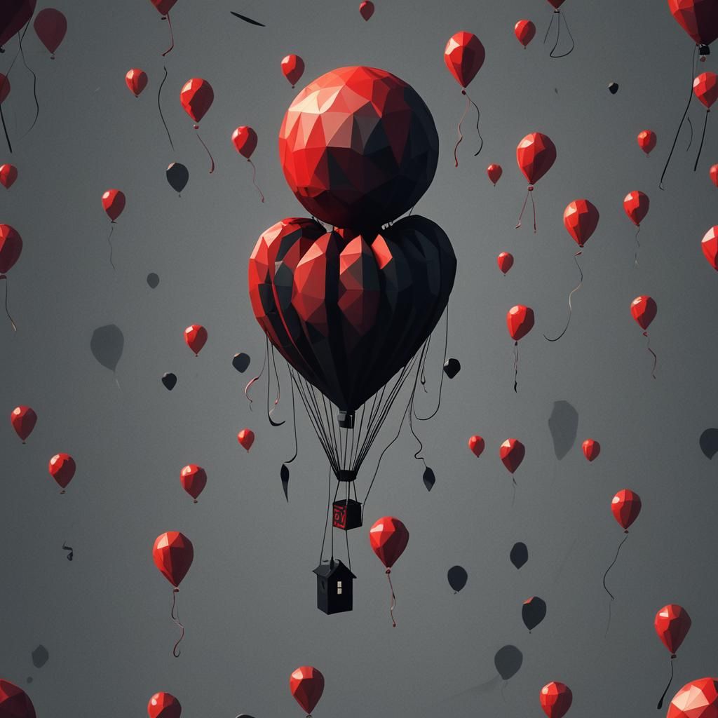 Gothic 3D Keychain Design with Red Balloon