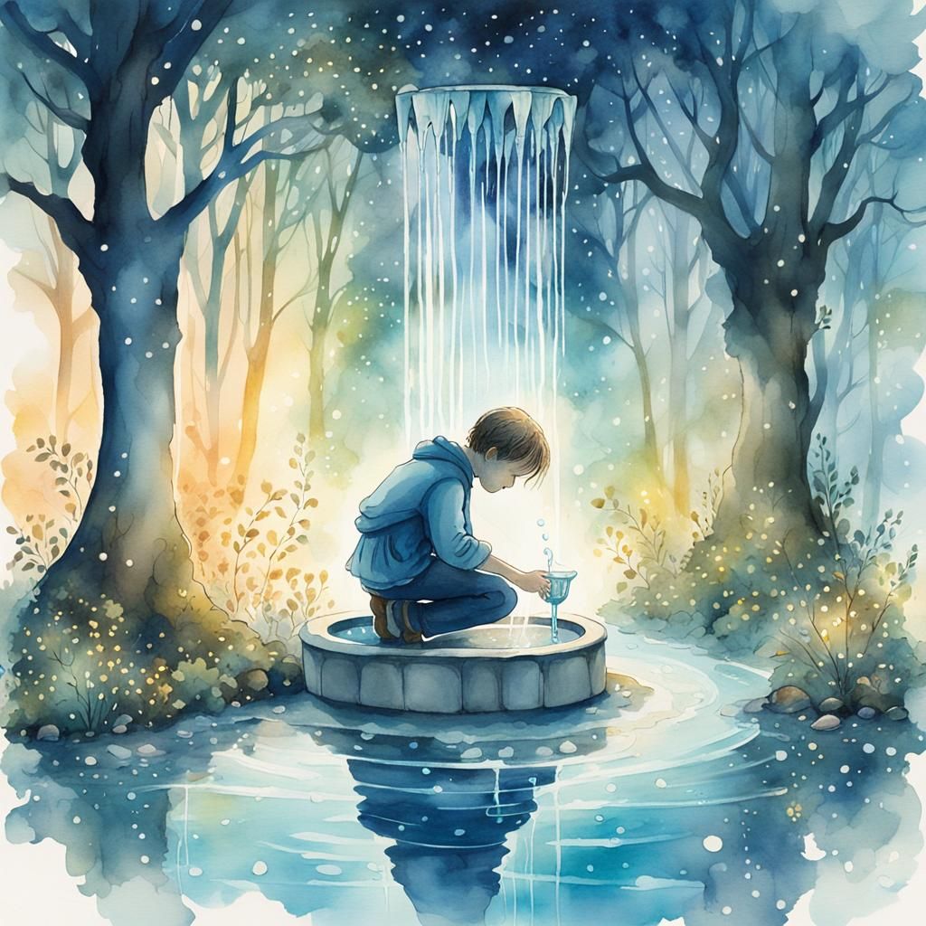 Fountain of Youth: Watercolor Fantasy Illustration