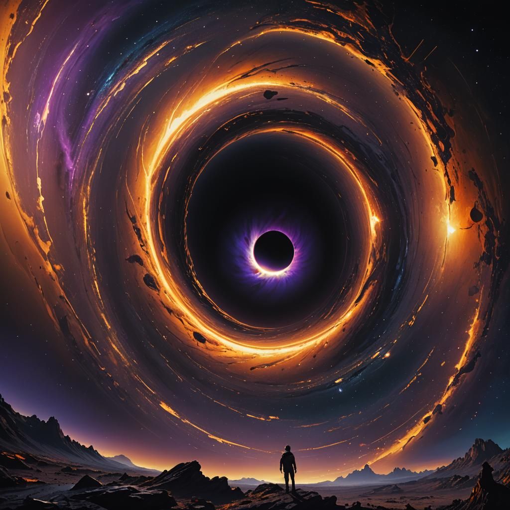 Dark Black Hole in Space: Cinematic Matte Painting