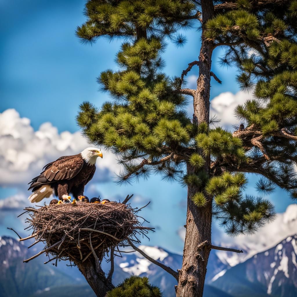 Eagle Feeding Eaglets in Nest: Professional Photography