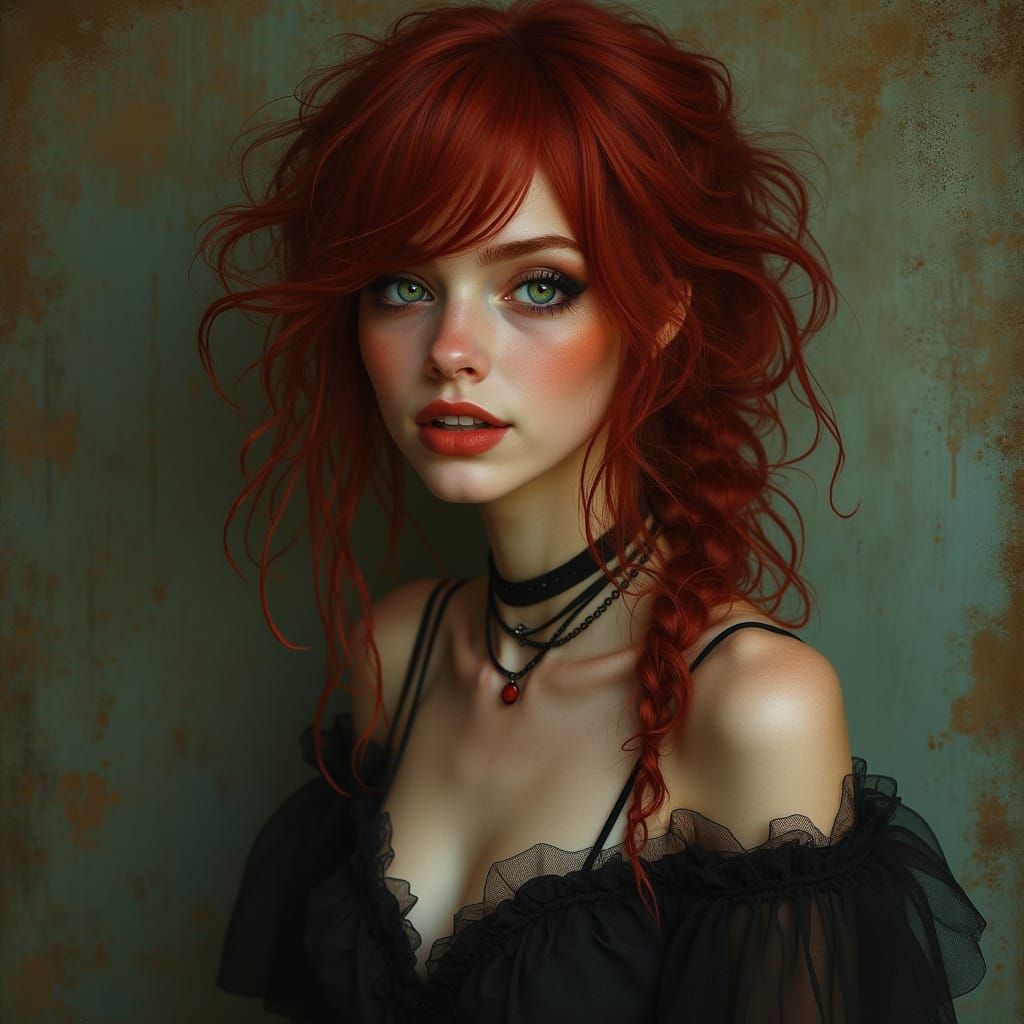 Parisian Grisette in Art Nouveau Rococo Style