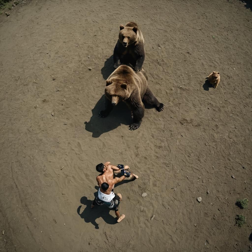UFC Asian Fighter vs Grizzly Bear: Cinematic Film Still