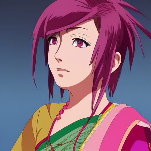 Sakura Haruno in Bengali Saree: Anime Portrait