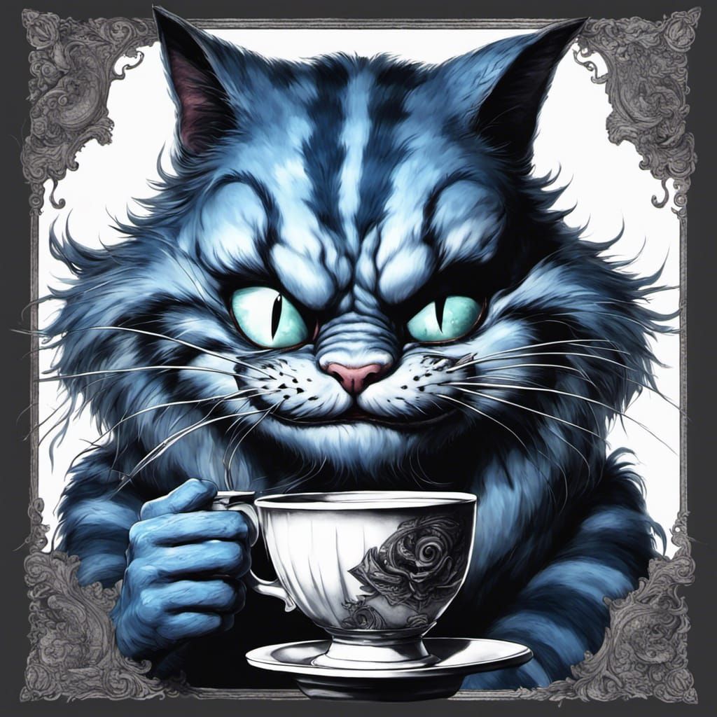 Cheshire Cat Coffee in Anime Art Style