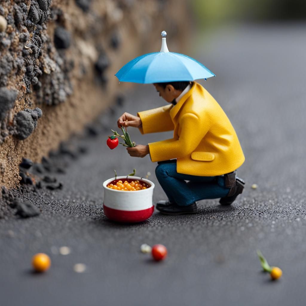 Miniature Urban Scene in Street Photography Style