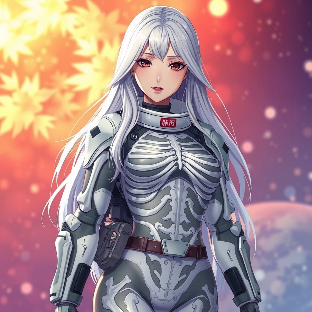 Japanese Woman in Cyberpunk Latex Spacesuit with Cel-Shaded ...